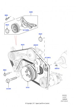 Шкивы и приводные ремни (Первичный привод, 3.0L DOHC GDI SC V6 БЕНЗИНОВЫЙ)