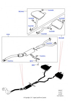 Задняя система выпуска (2,0 л I4 Mid DOHC AJ200, бензин, Сдвоенн.выпус.труба, 2,0 л I4 High DOHC AJ200, бензин, Сдвоенн.выпус.труба)