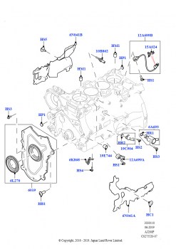 Блок цилиндров и заглушки (Сборка на заводе в г. Солихалл, 2,0 л I4 High DOHC AJ200, бензин, 2,0 л I4 Mid DOHC AJ200, бензин)