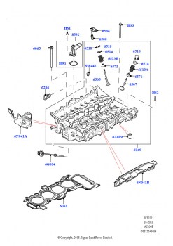 Головка цилиндров (Сборка на заводе в г. Солихалл, 2.0L AJ200P Hi PHEV, 2,0 л I4 High DOHC AJ200, бензин, 2,0 л I4 Mid DOHC AJ200, бензин)