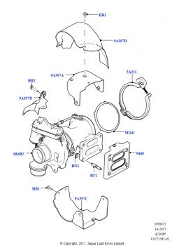 Турбокомпрессор (Сборка на заводе в г. Солихалл, 2,0 л I4 Mid DOHC AJ200, бензин, 2,0 л I4 High DOHC AJ200, бензин, 2.0L AJ200P Hi PHEV)
