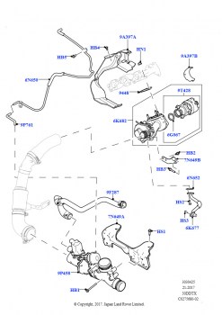 Турбокомпрессор (Правая сторона - Вспомогательный, Дизельный 3,0 V6)