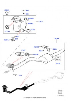 Передняя система выпуска (2,0 л I4 DSL MID DOHC AJ200, Токсичность выхлопа EU6 + DPF, 2,0 л I4 DSL MID DOHC AJ200, LEV 160, 2,0 л I4 DSL MID DOHC AJ200, Японск. токсич.ОГ + DPF, 2.