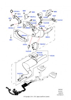 Передняя система выпуска (3.0 V6 D Gen2 Twin Turbo, Токсичность выхлопа EU6 + DPF, 3.0 V6 D Gen2 Twin Turbo, EU6D дизельн.+ DPF понижен.токсичн.)