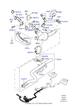 Передняя система выпуска (3.0 V6 D Gen2 Twin Turbo, Система выпуска диз.двигателя L6, 3.0 V6 D Gen2 Twin Turbo, Этап V плюс DPF, 3.0 V6 D Gen2 Twin Turbo, DPF + DE-SOX)