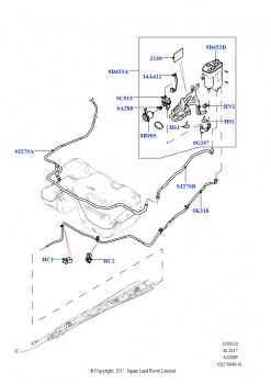 Топливные магистрали (Задний, 3 Door, 2,0 л I4 Mid DOHC AJ200, бензин, Заливн.горл.топл.бака.,контр.утечек, 5-дверный, 2,0 л I4 Mid DOHC AJ200, бензин, Заливн.горл.топл.бака.,контр