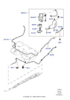 Топливные магистрали (Задний, 2-дверный, с откидным верхом, 2,0 л I4 High DOHC AJ200, бензин, Заливн.горл.топл.бака.,контр.утечек, 2-дверный, с откидным верхом, 2,0 л I4 Mid DOHC A