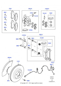 Диски и суппорты передних тормозов (Версия — Core, Передний диск и суппорт, размер 18, Без спортивн.звука системы выпуска, Версия — Core, Размер диска и суппорта — передн. 18/задн.