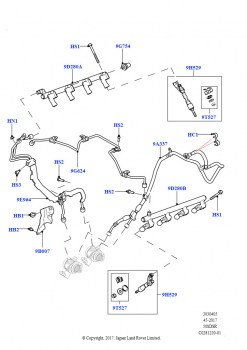 Топливные форсунки и трубопроводы (5.0 бензиновый AJ133 DOHC CDA, 5.0L P AJ133 DOHC CDA S/C Enhanced)