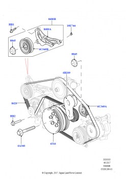 Шкивы и приводные ремни (Первичный привод, 5.0 бензиновый AJ133 DOHC CDA, С подвеской ACE, 5.0L P AJ133 DOHC CDA S/C Enhanced, С подвеской ACE)