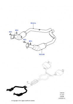 Передняя система выпуска (5.0L P AJ133 DOHC CDA S/C Enhanced, EU2, 5.0L P AJ133 DOHC CDA S/C Enhanced, Стндрт токсич.ОГ China CN5 (бензин), 5.0L P AJ133 DOHC CDA S/C Enhanced, Стан