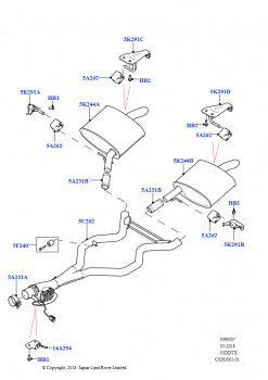 Задняя система выпуска (3.0 V6 D Gen2 Mono Turbo, Токсичность выхлопа EU6 + DPF, 3.0 V6 D Gen2 Mono Turbo, Стандарт токсичн.выхл.Proconve L6, 3.0 V6 D Gen2 Mono Turbo, Этап V плюс 