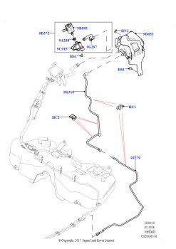 Топливные магистрали (3.0L DOHC GDI SC V6 БЕНЗИНОВЫЙ, Топливный бак с детектором утечек, 3.0L DOHC GDI SC V6 БЕНЗИНОВЫЙ, Бенз.бак с контр.утечек,БольшФлтр)