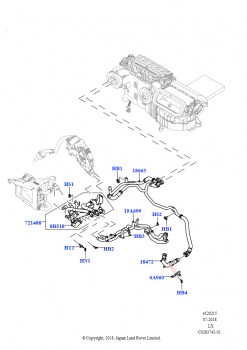 Шланги отопителя (Передний, 2.0L AJ200P Hi PHEV, 2-зонный гибридный кондиционер, 2.0L AJ200P Hi PHEV, Передн./задн.гибридный кондиционер)