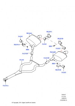 Задняя система выпуска (3.0 V6 D Low MT ROW)