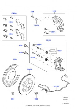 Диски и суппорты задних тормозов (3.0L DOHC GDI SC V6 БЕНЗИНОВЫЙ, Мощность двигателя - 190/600, 2.0L 16V TIVCT T/C 240PS бензиновый, Мощность двигателя - 183/600, 3.0L DOHC GDI SC 