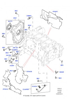Блок цилиндров и заглушки (2,0 л I4 High DOHC AJ200, бензин, Изготовитель - Changsu (Китай), 2,0 л I4 Mid DOHC AJ200, бензин, Изготовитель - Changsu (Китай))