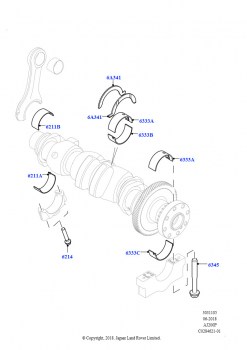 Коленчатый вал/поршни и подшипники (2,0 л I4 High DOHC AJ200, бензин, Изготовитель - Changsu (Китай), 2,0 л I4 Mid DOHC AJ200, бензин, Изготовитель - Changsu (Китай))