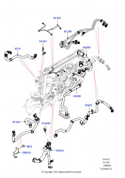 Трубопр.и шланги сист.охлажд. (3.0L DOHC GDI SC V6 БЕНЗИНОВЫЙ, Доп.электр.насос охлаждающ.жидкости)