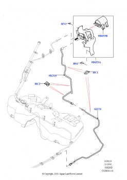 Топливные магистрали (Задняя секция, 3.0L DOHC GDI SC V6 БЕНЗИНОВЫЙ, Топливный бак — бензиновый, без датчиков утечки)