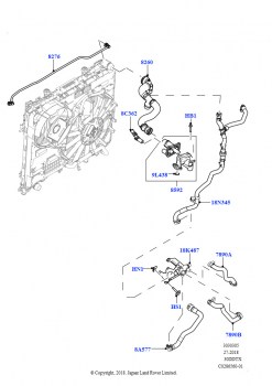 Трубопр.и шланги сист.охлажд. (Сборка на заводе в г. Солихалл, Двигатель, 3.0 V6 D Gen2 Mono Turbo, Активное предупреждение КПП)