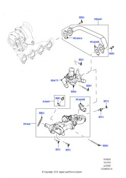 Рециркуляция отработавших газов (Левая сторона, 2,0 л I4 DSL MID DOHC AJ200, EU6D дизельн.+ DPF понижен.токсичн., 2,0 л I4 DSL MID DOHC AJ200, LEV 160, 2,0 л I4 DSL MID DOHC AJ200,