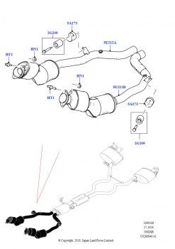 Передняя система выпуска (5.0 бензиновый AJ133 DOHC CDA, Токсичность выхлопа EU6C, 5.0L P AJ133 DOHC CDA S/C Enhanced, Токсичность выхлопа EU6C)