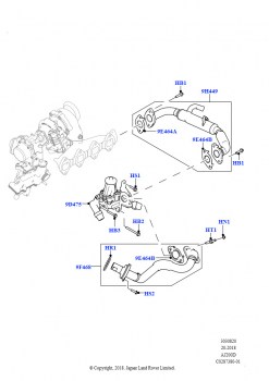 Рециркуляция отработавших газов (Левая сторона, 2,0 л I4 DSL MID DOHC AJ200, Этап V плюс DPF, 2,0 л I4 DSL MID DOHC AJ200, DPF + DE-SOX, 2,0 л I4 DSL MID DOHC AJ200, Система выпуск