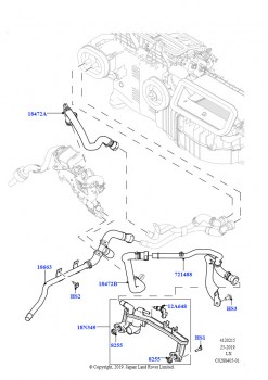 Шланги отопителя (Передний, 5.0L P AJ133 DOHC CDA S/C Enhanced, Доп.электр.насос охлаждающ.жидкости, Подогр.топл.с парк.отопителем и д/у, 5.0 бензиновый AJ133 DOHC CDA, Доп.электр.