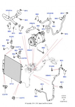 Конденс./компресс.сист.кондиц.возд. (Передний, Сборка на заводе в г. Нитра, 3.0 V6 D Low MT ROW, 3.0 V6 D Gen2 Mono Turbo, 3.0 V6 D Gen2 Twin Turbo)