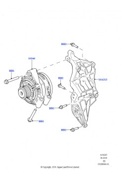 Генератор и опоры (Сборка на заводе в г. Нитра, 3.0 V6 D Low MT ROW, 3.0 V6 D Gen2 Mono Turbo, 3.0 V6 D Gen2 Twin Turbo)