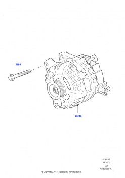Генератор и опоры (Сборка на заводе в г. Нитра, 2,0 л I4 High DOHC AJ200, бензин, 2,0 л I4 DSL MID DOHC AJ200, 2.0L I4 DSL HIGH DOHC AJ200)