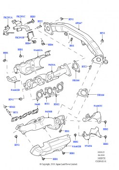 Выпускной коллектор (Сборка на заводе в г. Нитра, 3.0 V6 D Low MT ROW, 3.0 V6 D Gen2 Mono Turbo)