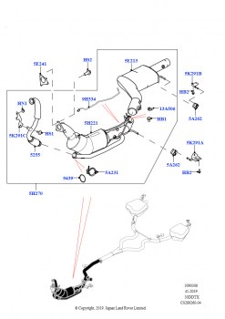 Передняя система выпуска (Сборка на заводе в г. Нитра, 3.0 V6 D Gen2 Mono Turbo, LEV 160, 3.0 V6 D Gen2 Mono Turbo, Токсичность выхлопа EU6 + DPF, 3.0 V6 D Gen2 Mono Turbo, Японск.