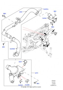 Термостат/корпус и сопут.эл-ты (Сборка на заводе в г. Нитра, 2,0 л I4 DSL MID DOHC AJ200, 2.0L I4 DSL HIGH DOHC AJ200)