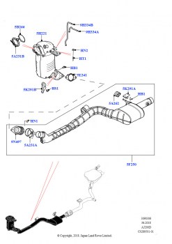 Передняя система выпуска (Сборка на заводе в г. Нитра, 2.0L I4 DSL HIGH DOHC AJ200, Токсичность выхлопа EU6 + DPF, 2,0 л I4 DSL MID DOHC AJ200, Токсичность выхлопа EU6 + DPF, 2.0L 