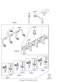 Топливные форсунки и трубопроводы (Сборка на заводе в г. Нитра, 2,0 л I4 High DOHC AJ200, бензин)