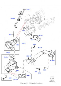 Рециркуляция отработавших газов (Правая сторона, 2.0L I4 DSL HIGH DOHC AJ200, EU6D дизельн.+ DPF понижен.токсичн., 2,0 л I4 DSL MID DOHC AJ200, Японск. токсич.ОГ + DPF, 2.0L I4 DSL