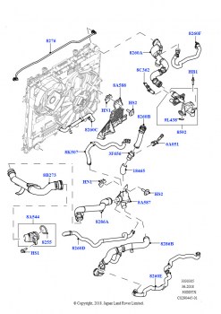 Трубопр.и шланги сист.охлажд. (Сборка на заводе в г. Нитра, 3.0 V6 D Gen2 Twin Turbo, Со стандартн.сист.охлажд.двигателя, Погруж. нагрев. - 700Вт/110В)