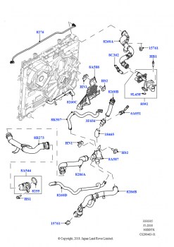 Трубопр.и шланги сист.охлажд. (Сборка на заводе в г. Нитра, 3.0 V6 D Gen2 Twin Turbo, Без системы охлаждения двигателя, Погруж. нагрев. - 700Вт/110В)