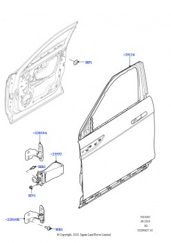 Передние двери, петли и уплотнители (Дверь и крепления, Сборочный завод Хэйлвуд)