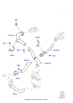 Пром.теплообм/воздуховоды и шланги (Сборка на заводе в г. Нитра, 3.0 V6 D Low MT ROW, 3.0 V6 D Gen2 Mono Turbo)