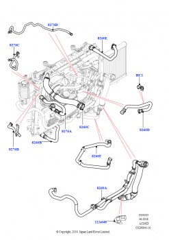 Трубопр.и шланги сист.охлажд. (Сборка на заводе в г. Нитра, 2.0L I4 DSL HIGH DOHC AJ200, Со стандартн.сист.охлажд.двигателя)