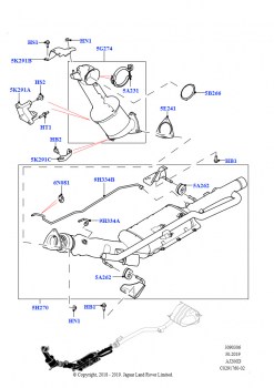 Передняя система выпуска (2.0L AJ20D4 Diesel Mid NFE, Японск. токсич.ОГ + DPF, Сборочный завод Хэйлвуд, 2.0L AJ20D4 Diesel High NFE, EU6D дизельн.+ DPF понижен.токсичн., Сборочный 