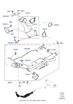 Передняя система выпуска (2.0L AJ20D4 Diesel High NFE, Этап V плюс DPF, Сборочный завод Хэйлвуд, 2.0L AJ20D4 Diesel High NFE, DPF + DE-SOX, Сборочный завод Хэйлвуд, 2.0L AJ20D4 Die