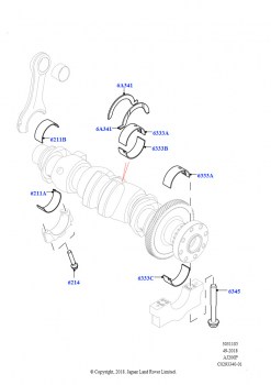 Коленчатый вал/поршни и подшипники (2.0L AJ20P4 Petrol High NFE, Сборочный завод Хэйлвуд, 2.0L AJ20P4 Petrol E100 NFE, Сборочный завод Хэйлвуд, 2.0L AJ20P4 Petrol Mid NFE, Сборочны