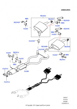 Задняя система выпуска (5.0 бензиновый AJ133 DOHC CDA, Бронированный)