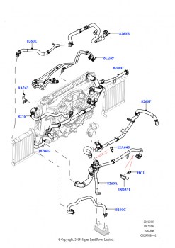 Трубопр.и шланги сист.охлажд. (5.0L P AJ133 DOHC CDA S/C Enhanced, С доп.системой охлажд.двигателя)
