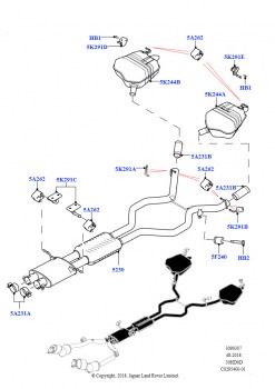 Задняя система выпуска (Сборка на заводе в г. Нитра, 3.0L DOHC GDI SC V6 БЕНЗИНОВЫЙ)