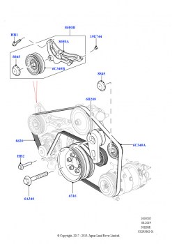 Шкивы и приводные ремни (Первичный привод, 5.0L P AJ133 DOHC CDA S/C Enhanced)